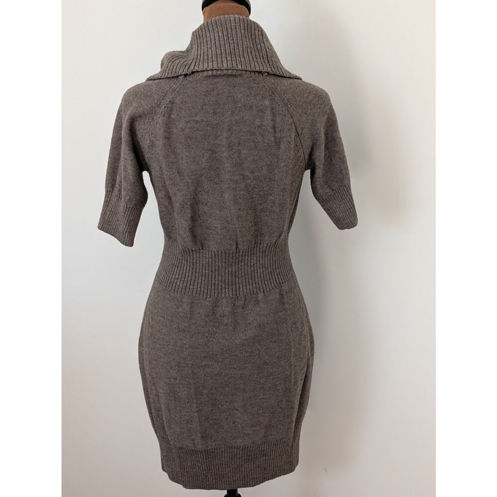 LOFT Merino Wool Blend Cowl Neck Sweater Dress S Brown Y2K Office Siren - Picture 4 of 9
